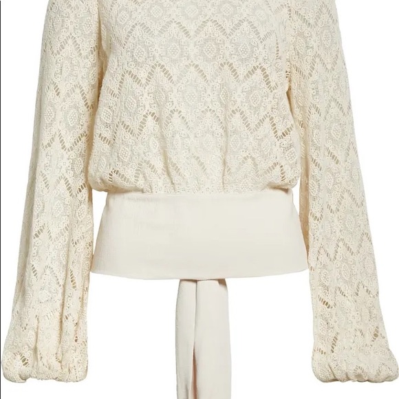 BYTIMO | Lace Tie Waist Blouse | XS - Picture 3 of 6